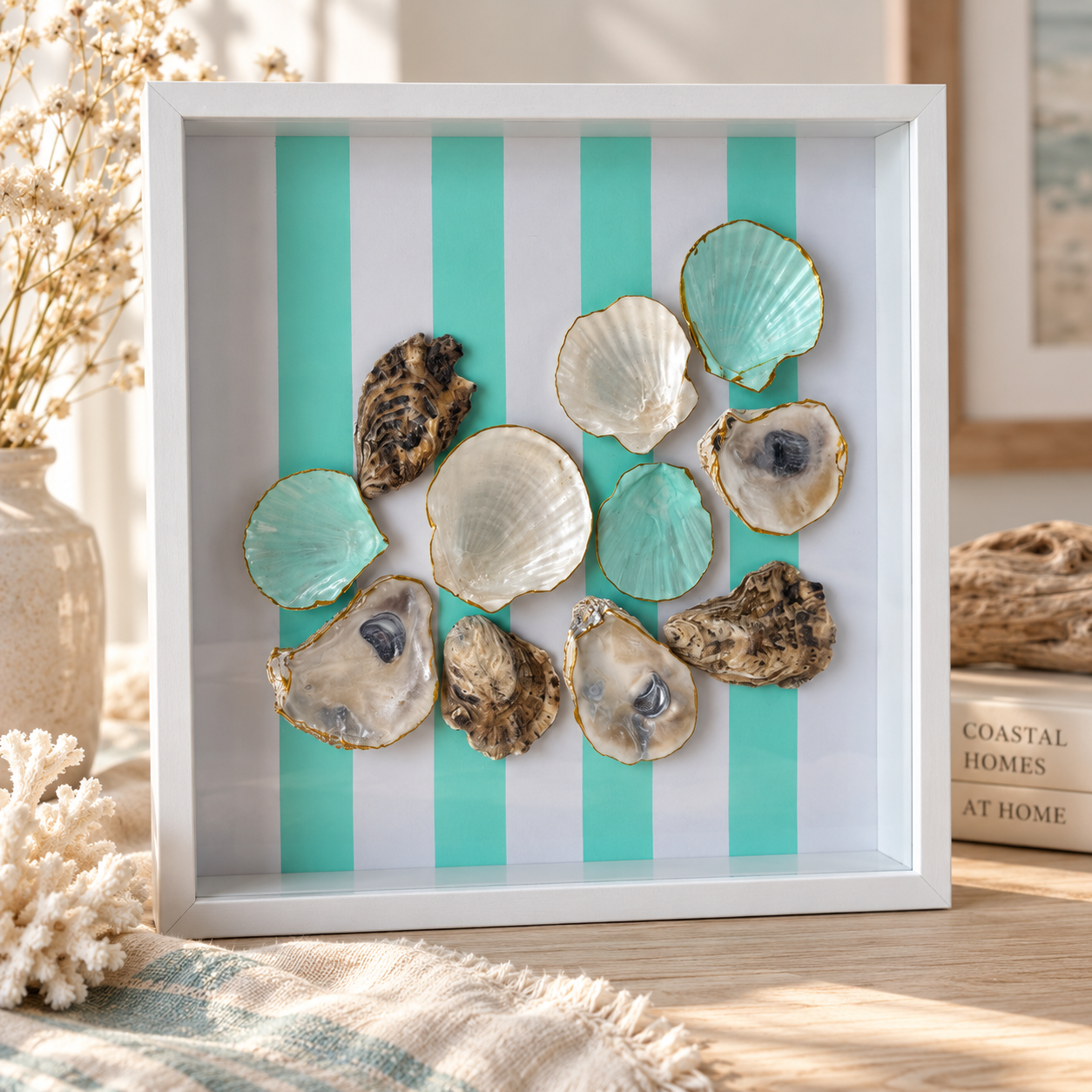 Aqua Tide Handcrafted Shell Shadowbox