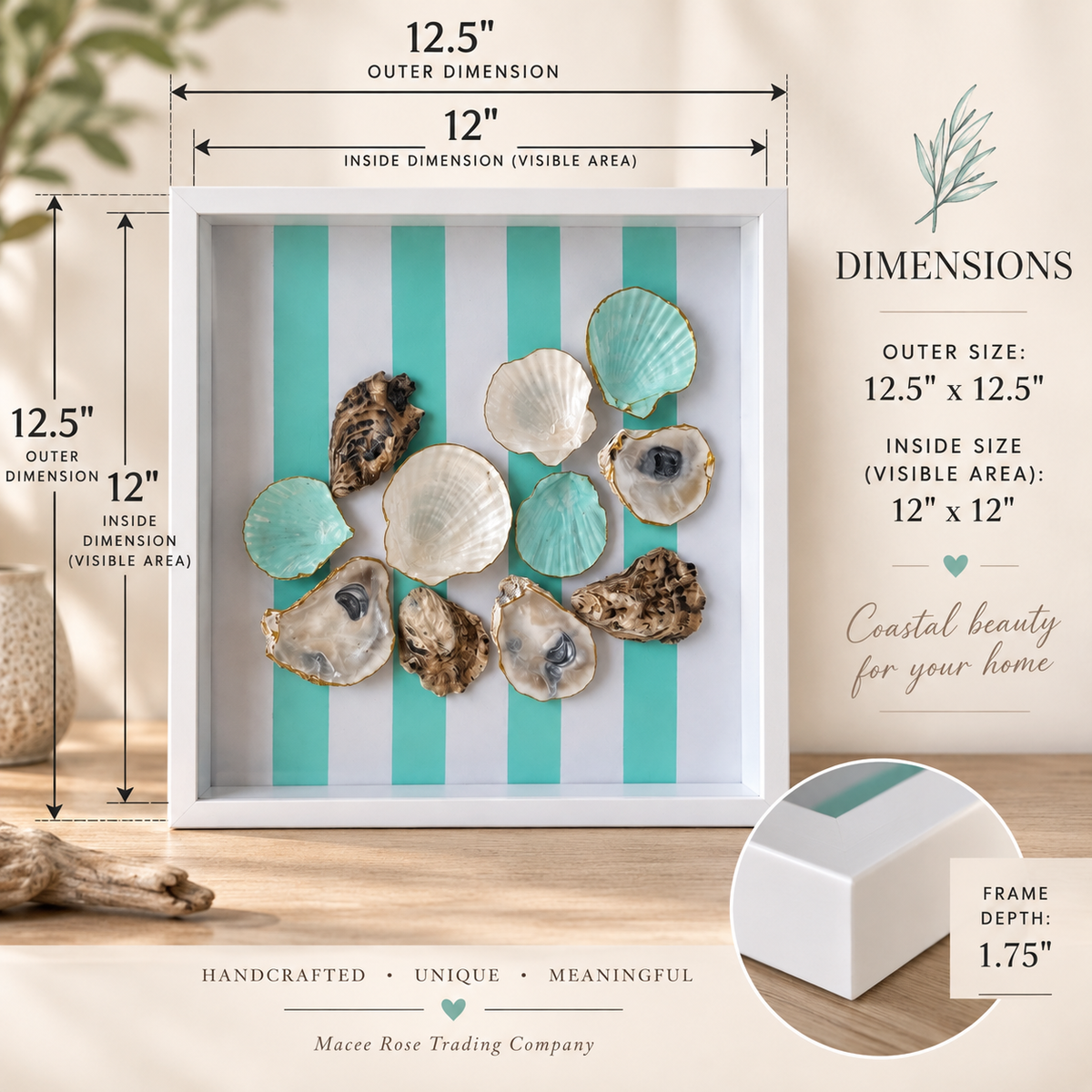 Aqua Tide Handcrafted Shell Shadowbox