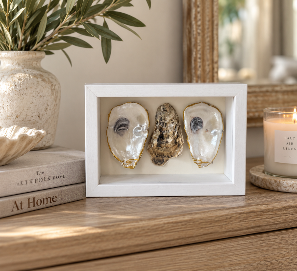 Pearl & Gold Oyster Shell Shadowbox