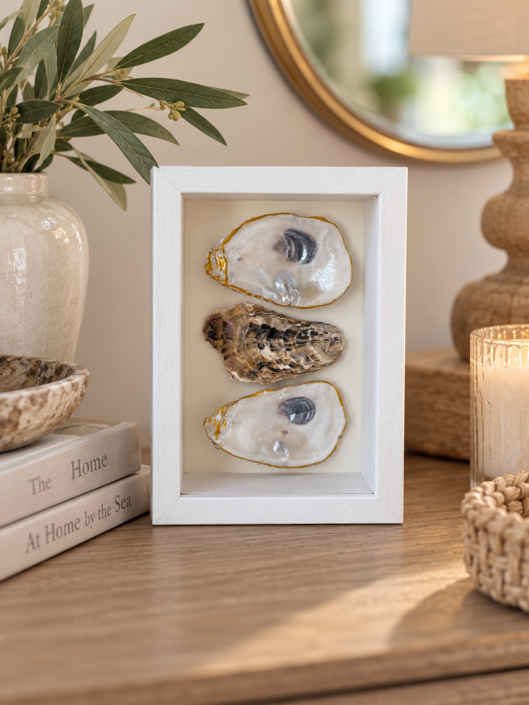 Pearl & Gold Oyster Shell Shadowbox