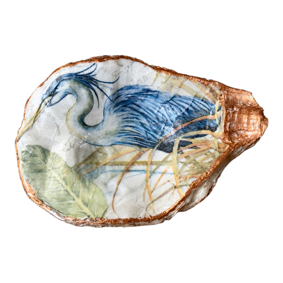 Blue Heron Handcrafted Oyster Shell Dish