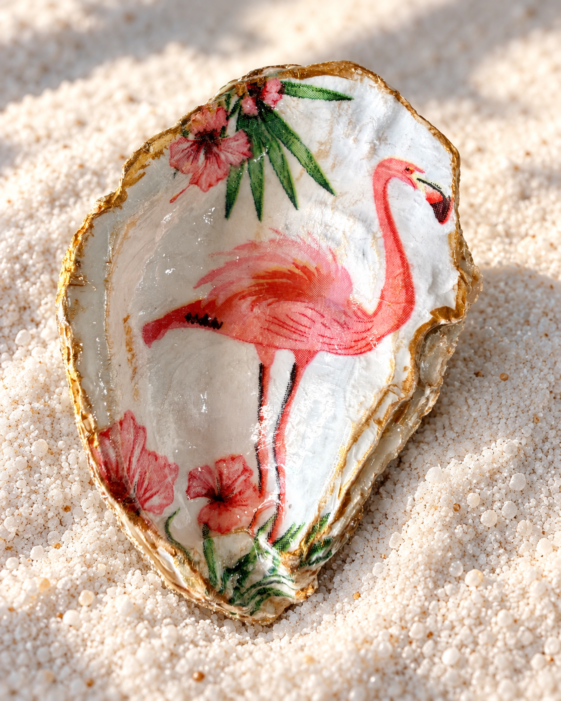 Flamingo in Bloom Handcrafted Oyster Shell Dish