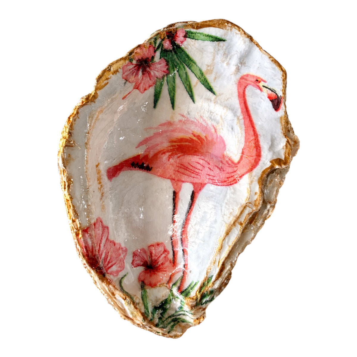 Flamingo in Bloom Handcrafted Oyster Shell Dish