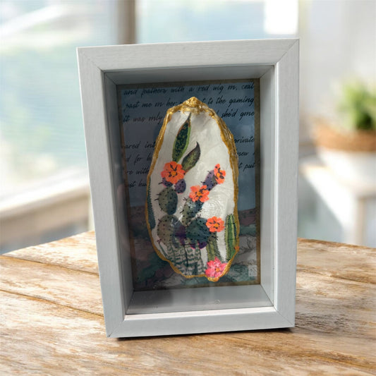 Seashell Shadowbox Decor - Cactus