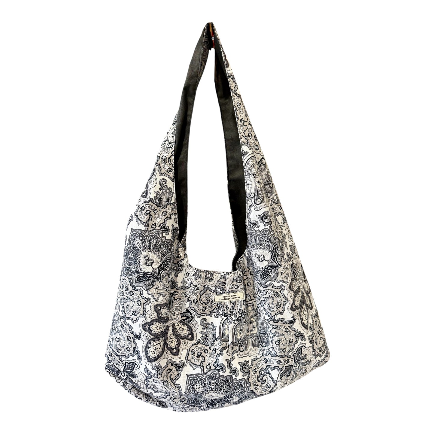 Black Paisley Slouchy Hobo Bag – Handmade Boho Shoulder Tote