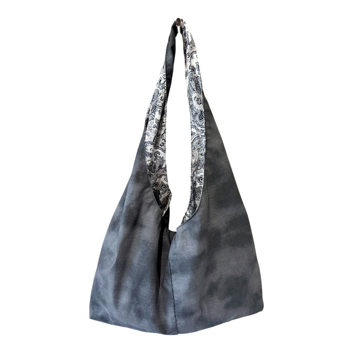 Black Paisley Slouchy Hobo Bag – Handmade Boho Shoulder Tote