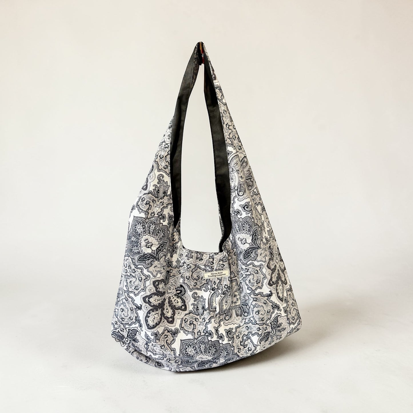 Black Paisley Slouchy Hobo Bag – Handmade Boho Shoulder Tote