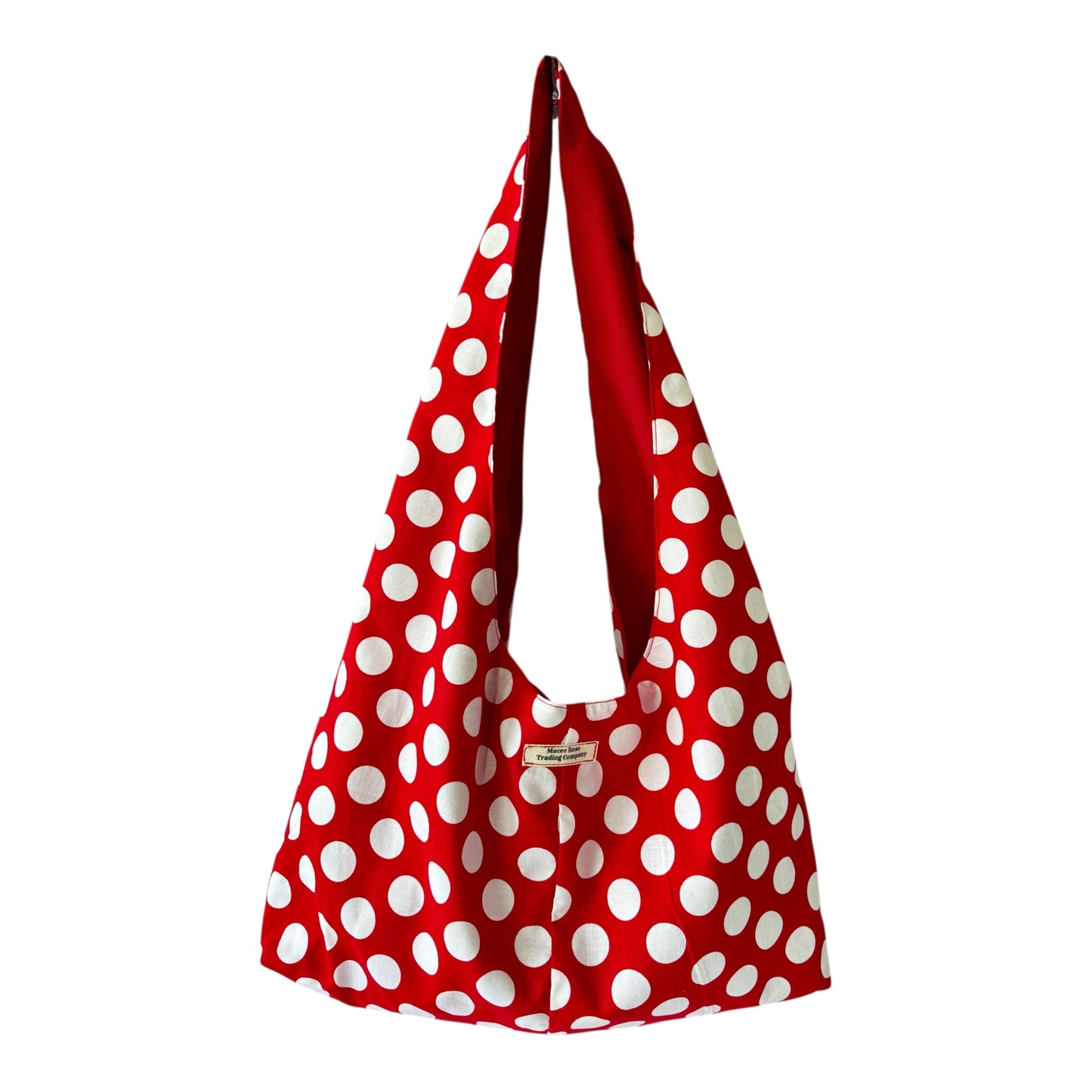 Handmade Red Polka Dot Slouchy Hobo Bag – Twist Handle Boho Tote Purse