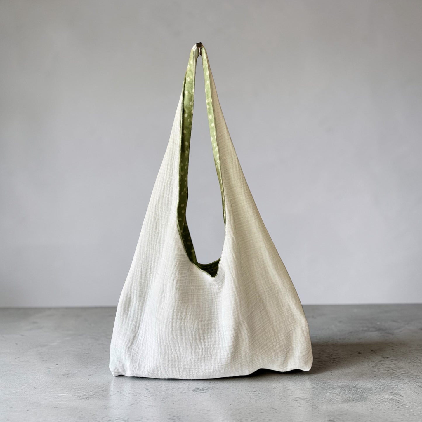Coastal Boho Sage Green Slouchy Hobo Bag – Handmade Everyday Shoulder Bag