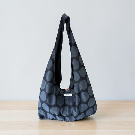 Black Polka Dot Twist Handle Hobo Bag