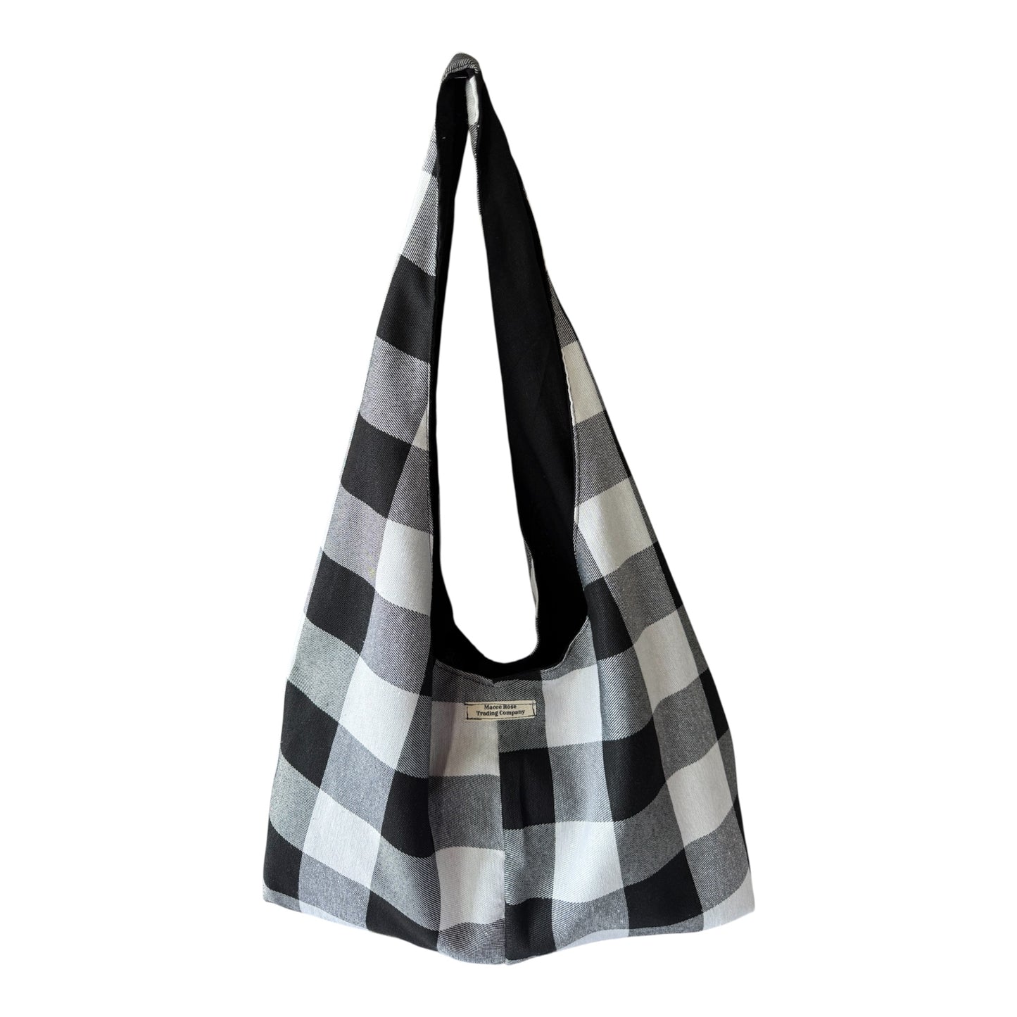 Handmade Black & White Buffalo Check Slouchy Hobo Bag – Twist Handle Tote