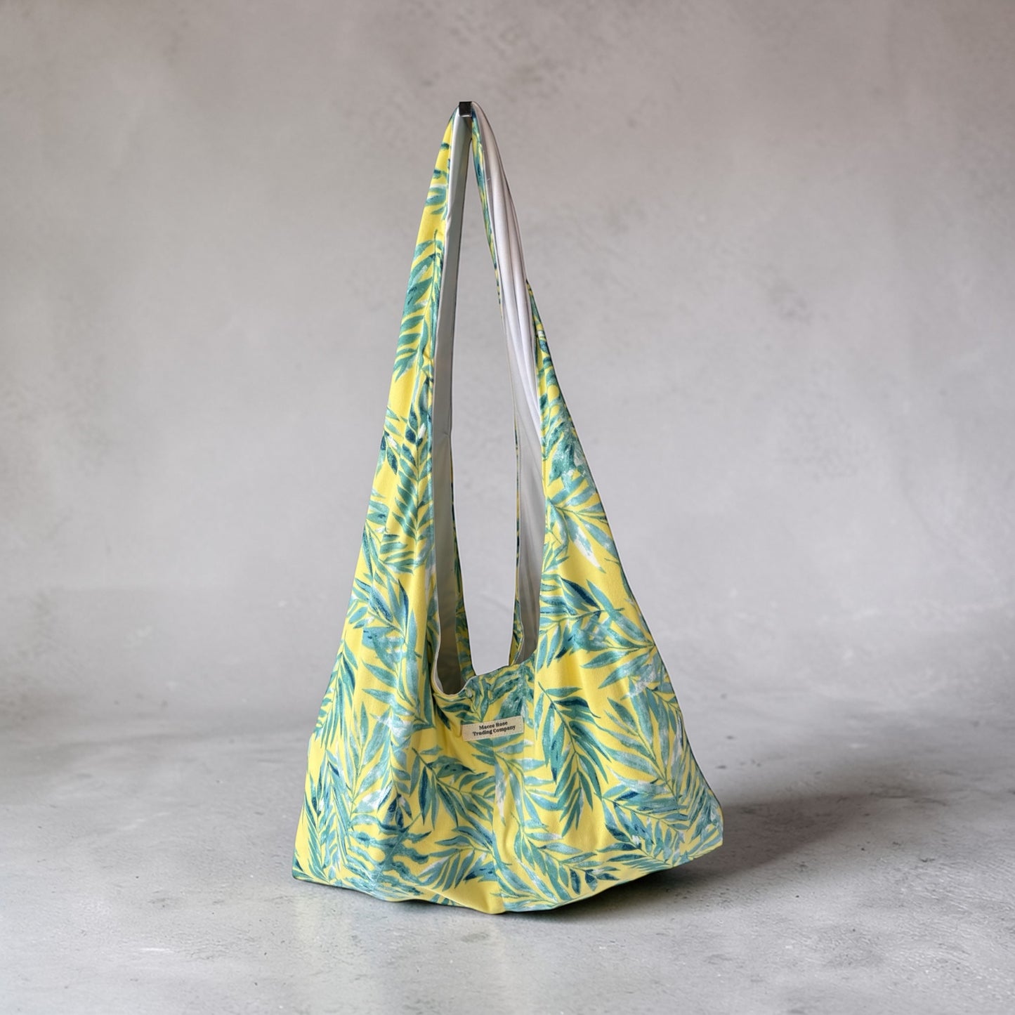 Tropical Leaf Twist Handle Slouchy Hobo Bag – Handmade Coastal Boho Shoulder Purse