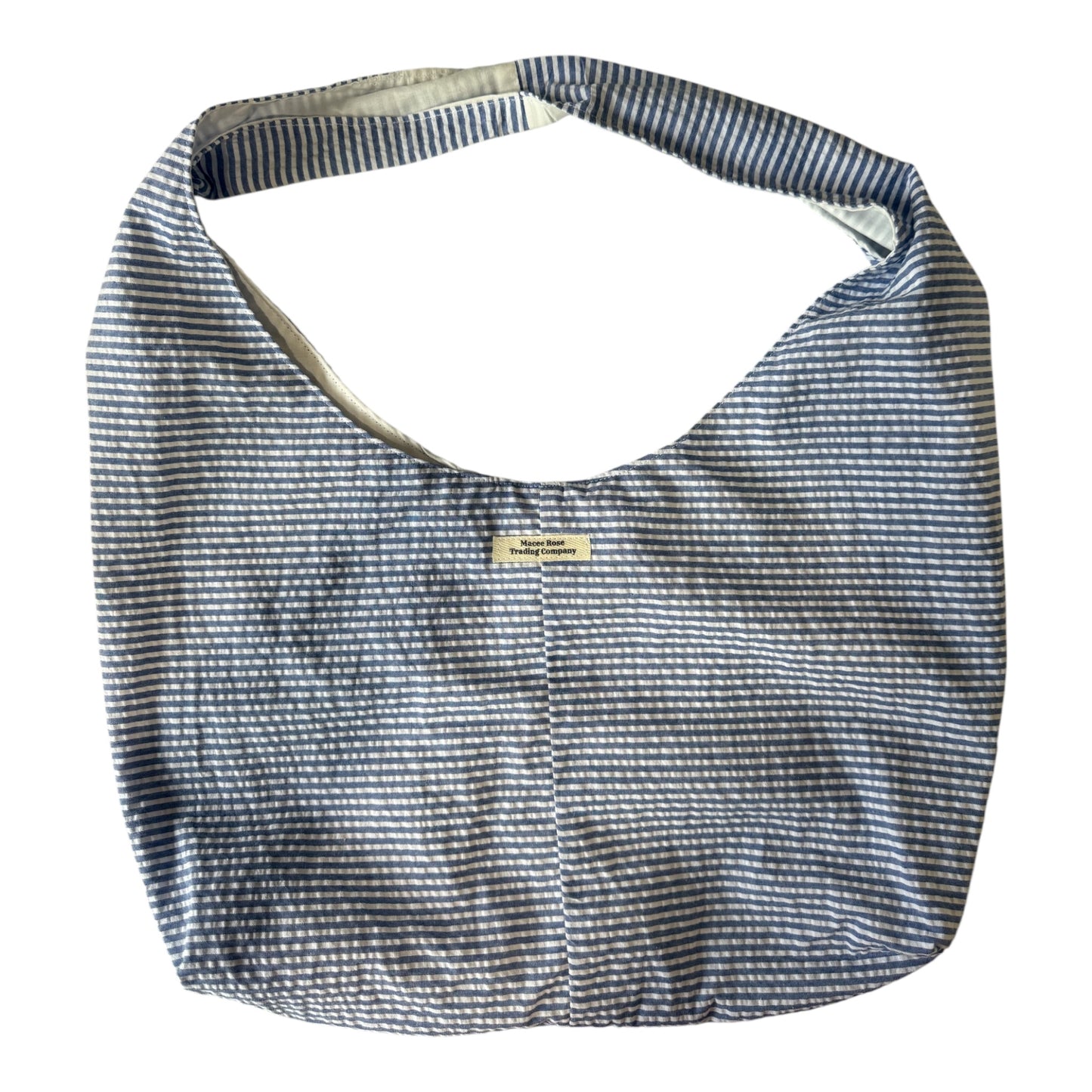 Blue & White Stripe Twist Handle Hobo Bag | Coastal Boho Shoulder Purse
