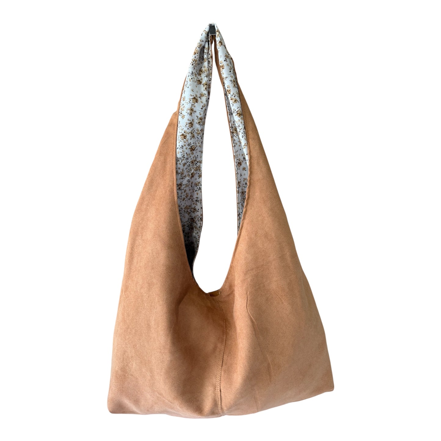 Caramel Suede Slouchy Hobo Bag