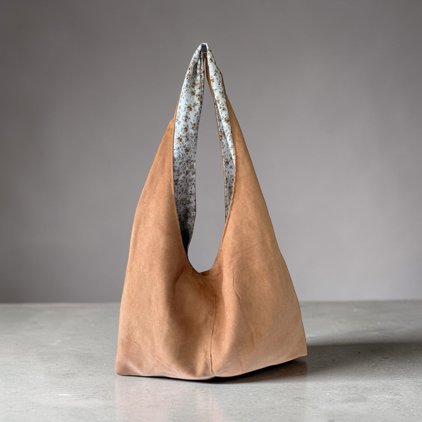 Caramel Suede Slouchy Hobo Bag