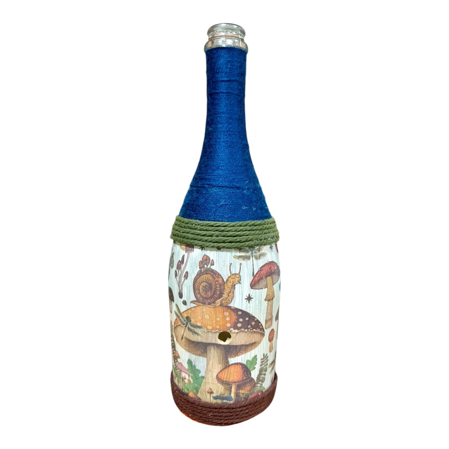Woodland Mushroom Decor | Upcycled Wine Bottle Incense Burner | Cottagecore Home Fragrance Decor