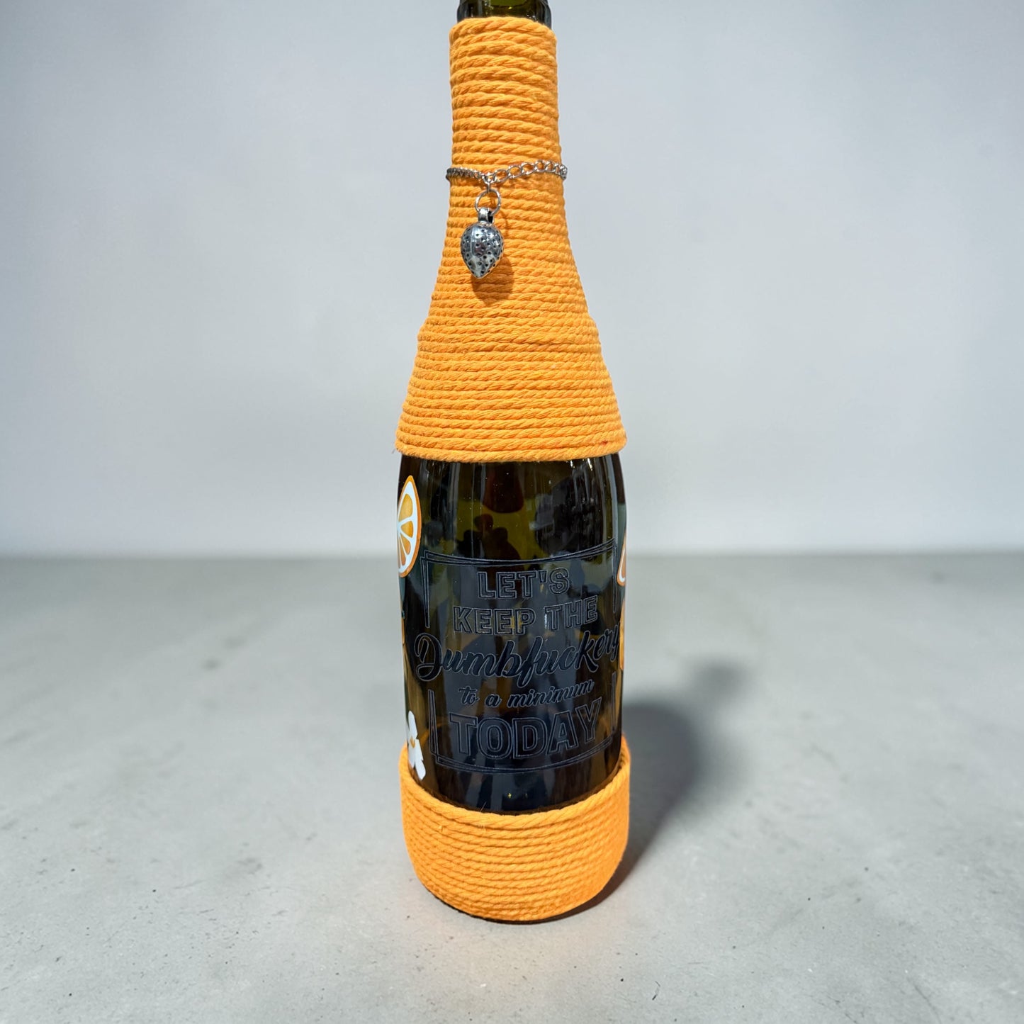 Citrus Upcycled Wine Bottle Incense Burner | Boho Home Fragrance Decor