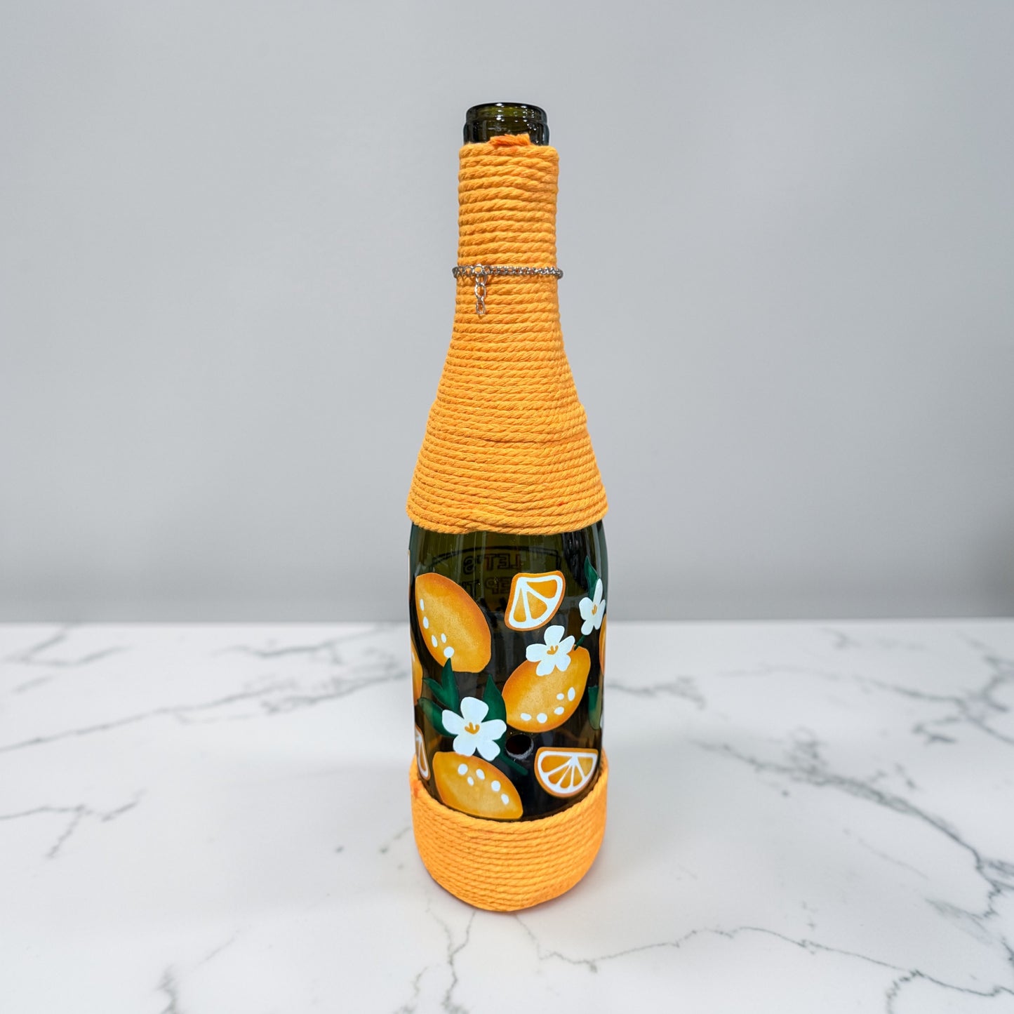 Citrus Upcycled Wine Bottle Incense Burner | Boho Home Fragrance Decor