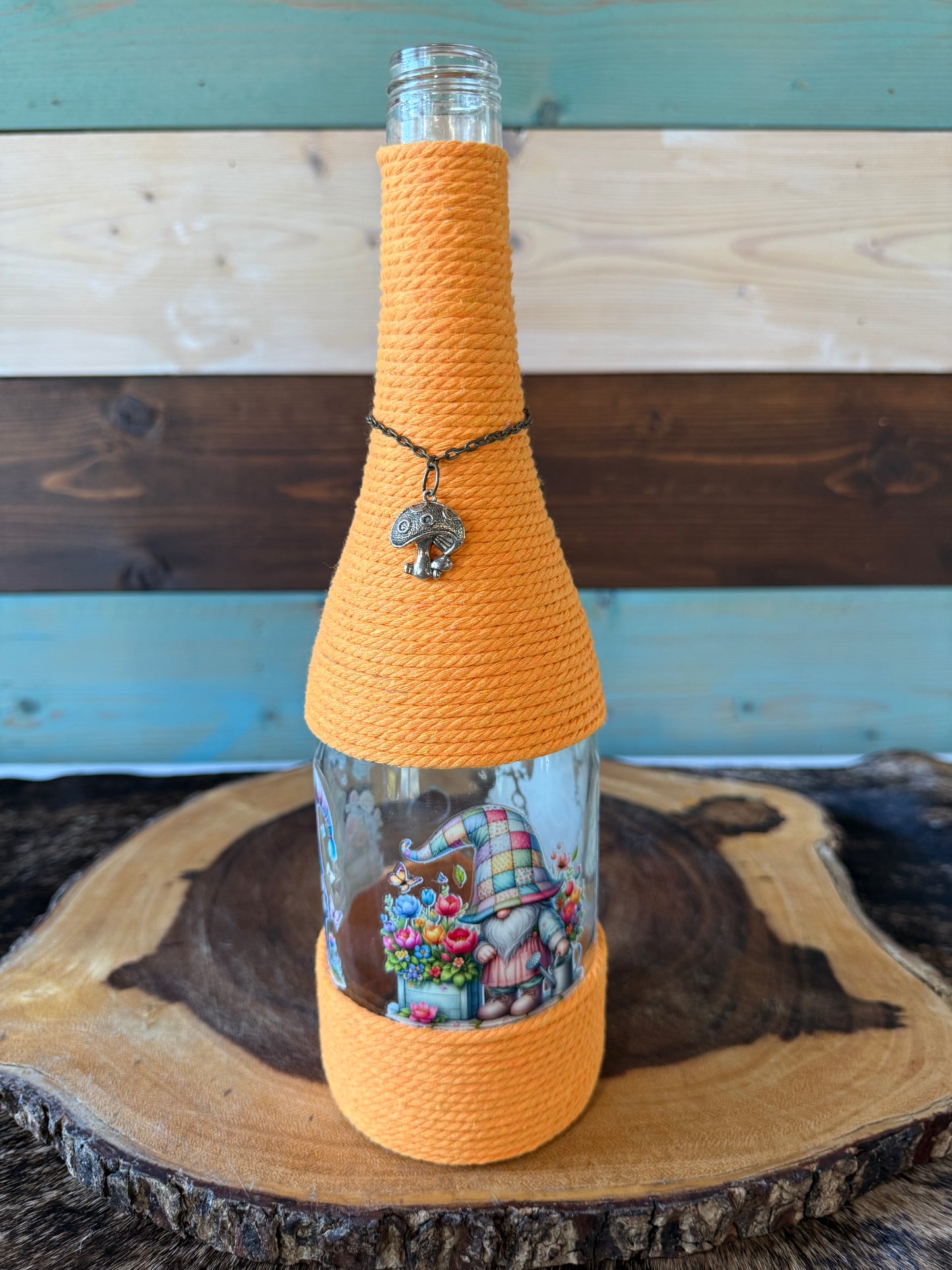 Garden Gnome Upcycled Wine Bottle Incense Burner | Boho Home Fragrance Decor