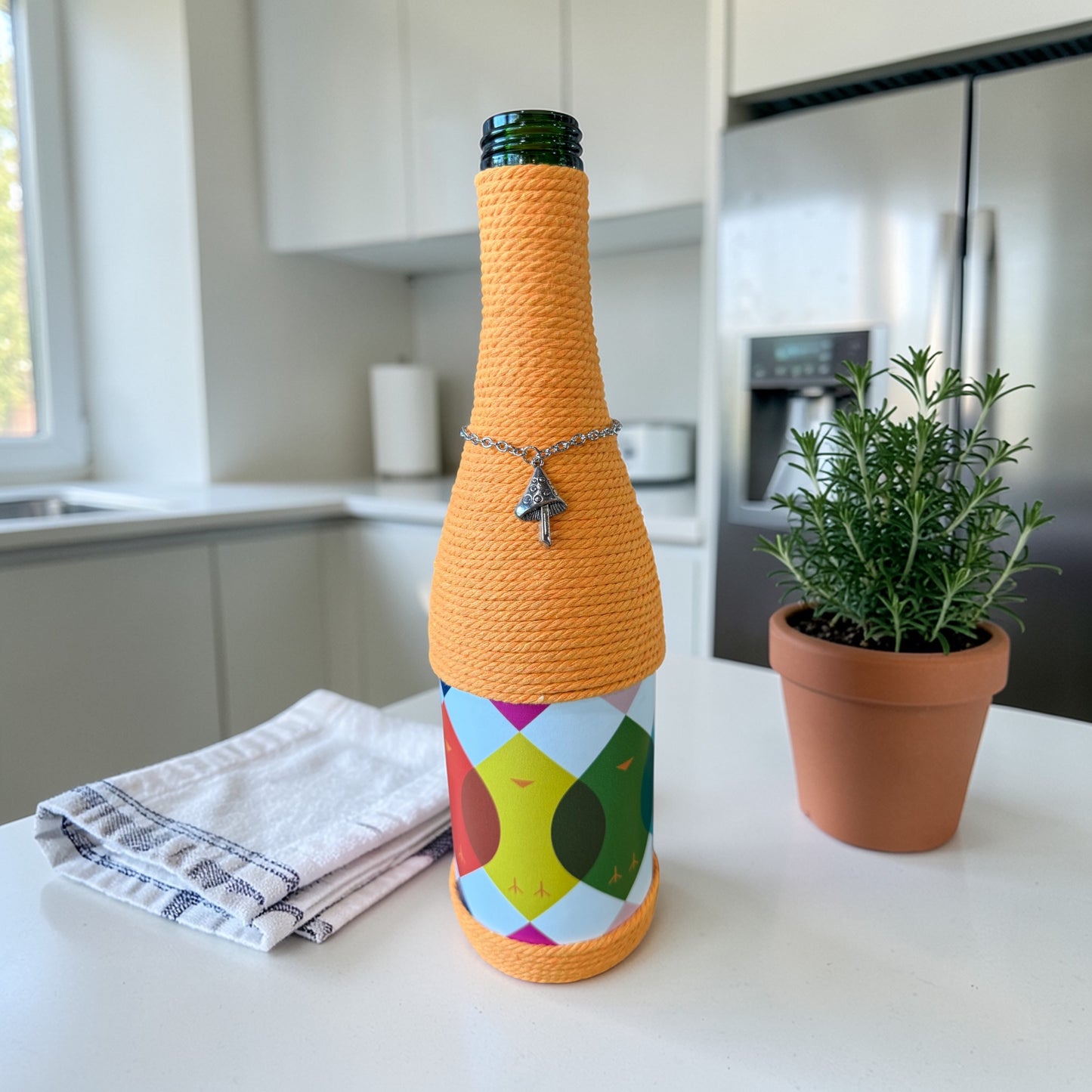 Modern Geometric Upcycled Wine Bottle Incense Burner | Boho Home Fragrance Decor