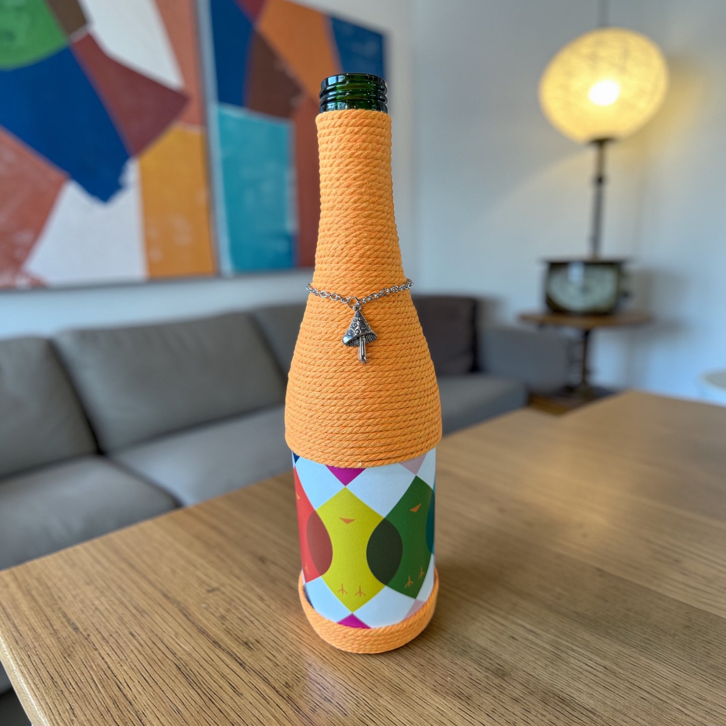 Modern Geometric Upcycled Wine Bottle Incense Burner | Boho Home Fragrance Decor