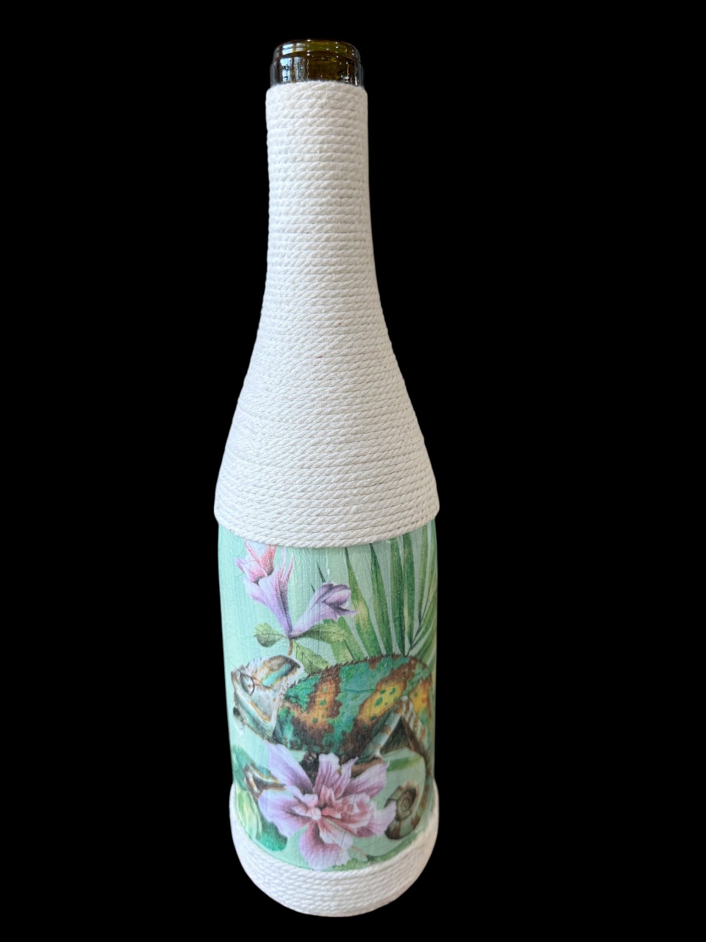 Botanical Chameleon Upcycled Wine Bottle Incense Burner | Boho Fragrance Decor