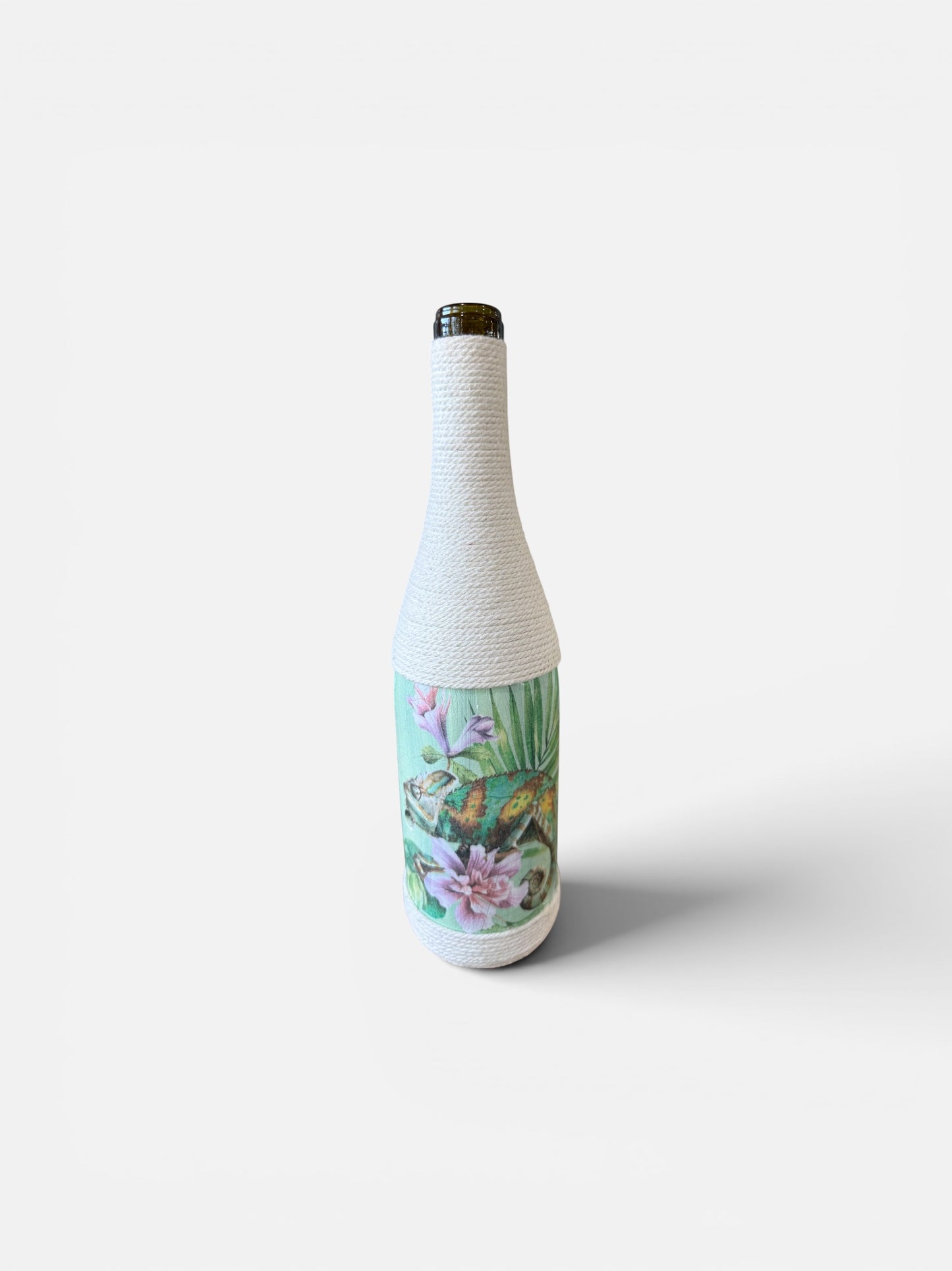 Botanical Chameleon Upcycled Wine Bottle Incense Burner | Boho Fragrance Decor