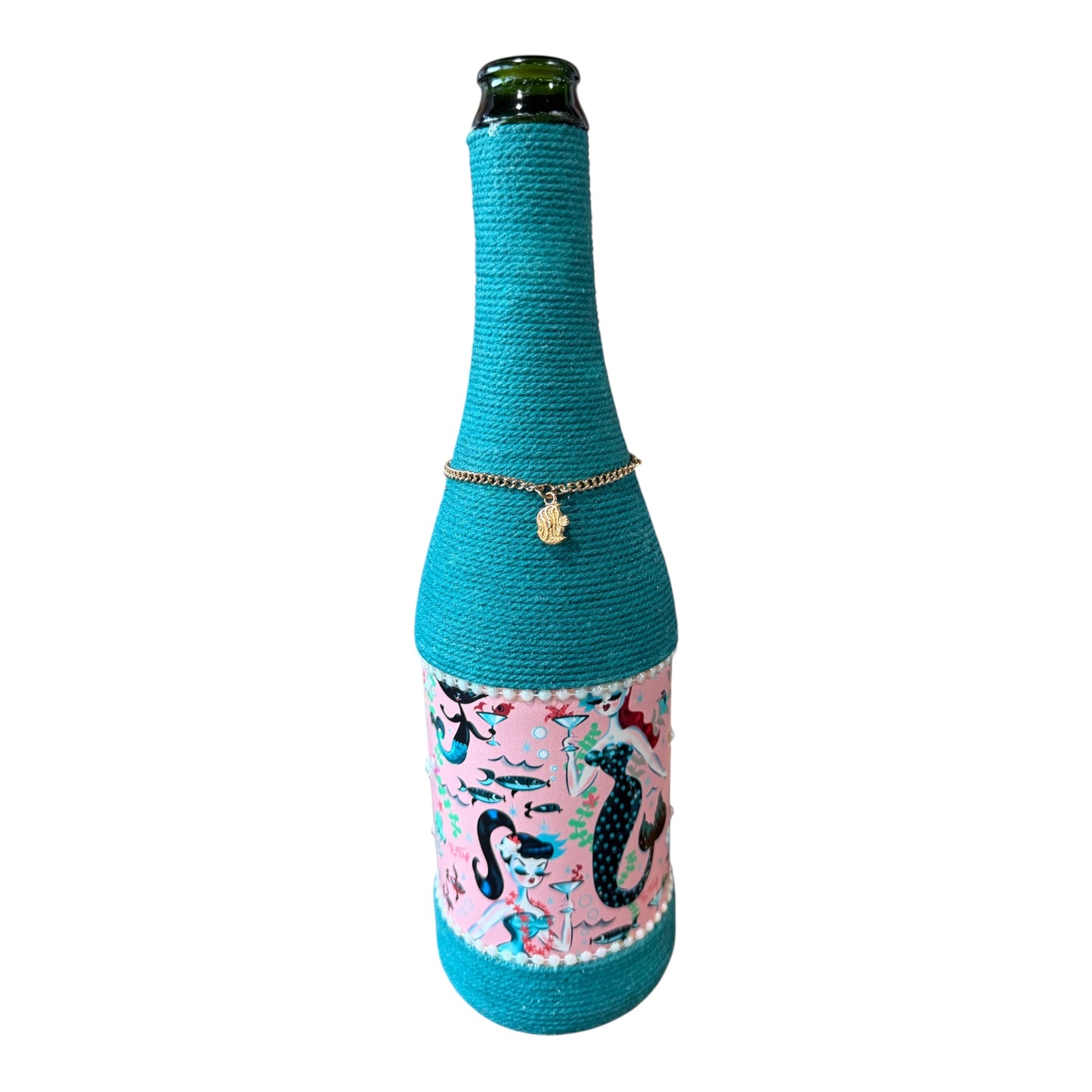 Retro Mermaid Upcycled Wine Bottle Incense Burner | Coastal Home Fragrance Decor