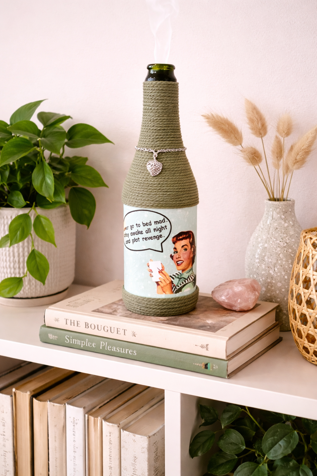 Retro Attitude Upcycled Wine Bottle Incense Burner | Boho Home Fragrance Decor