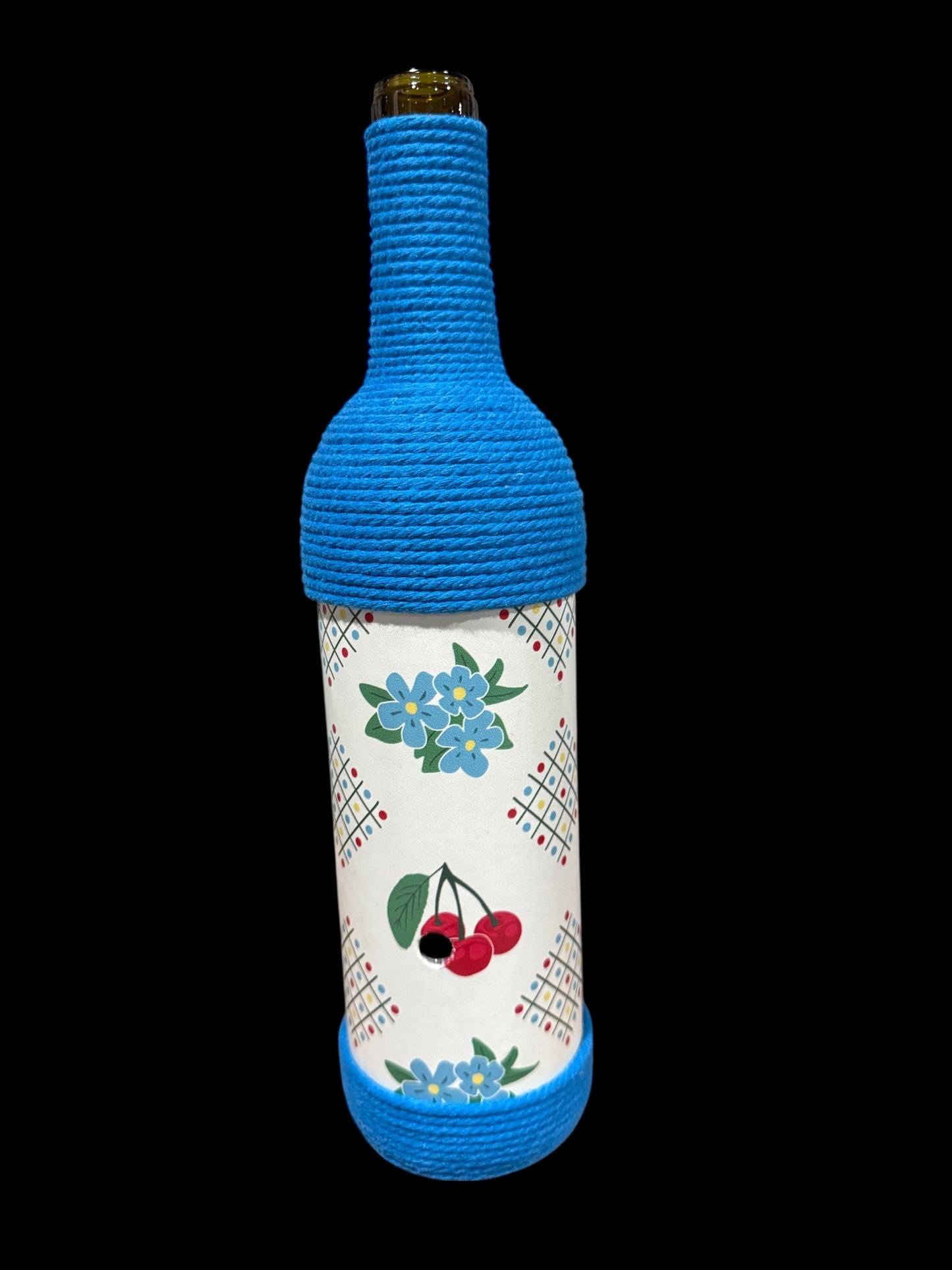 Retro Cherries Upcycled Wine Bottle Incense Burner | Boho Decor