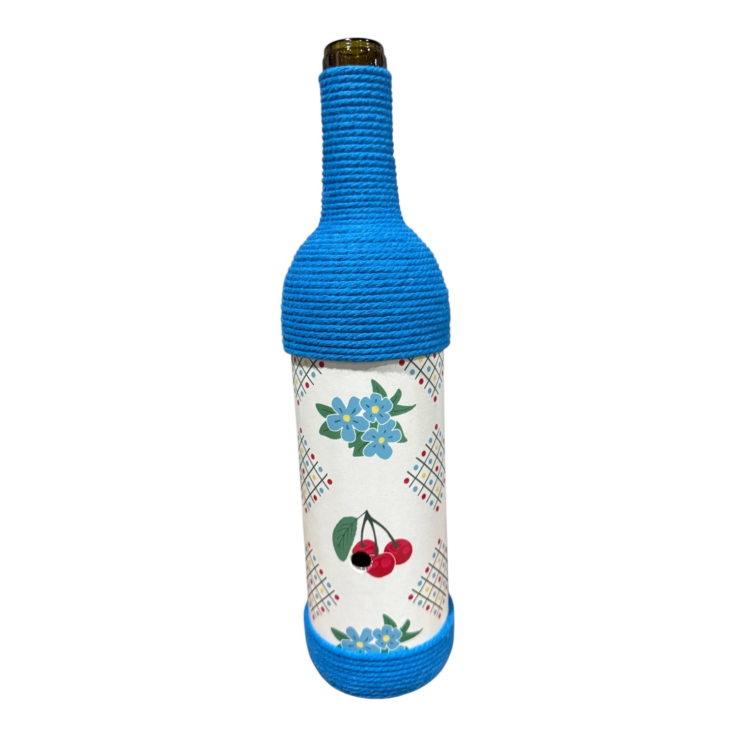 Retro Cherries Upcycled Wine Bottle Incense Burner | Boho Decor
