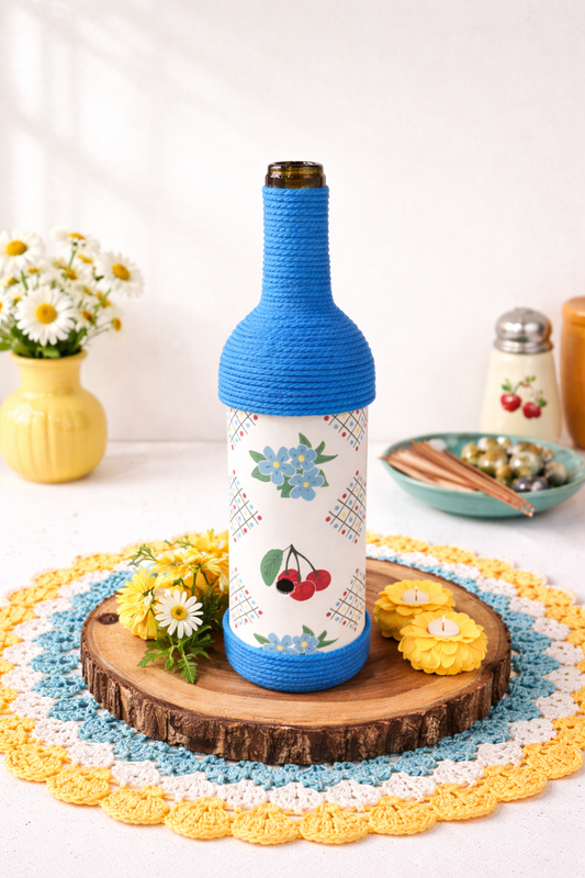 Retro Cherries Upcycled Wine Bottle Incense Burner | Boho Decor
