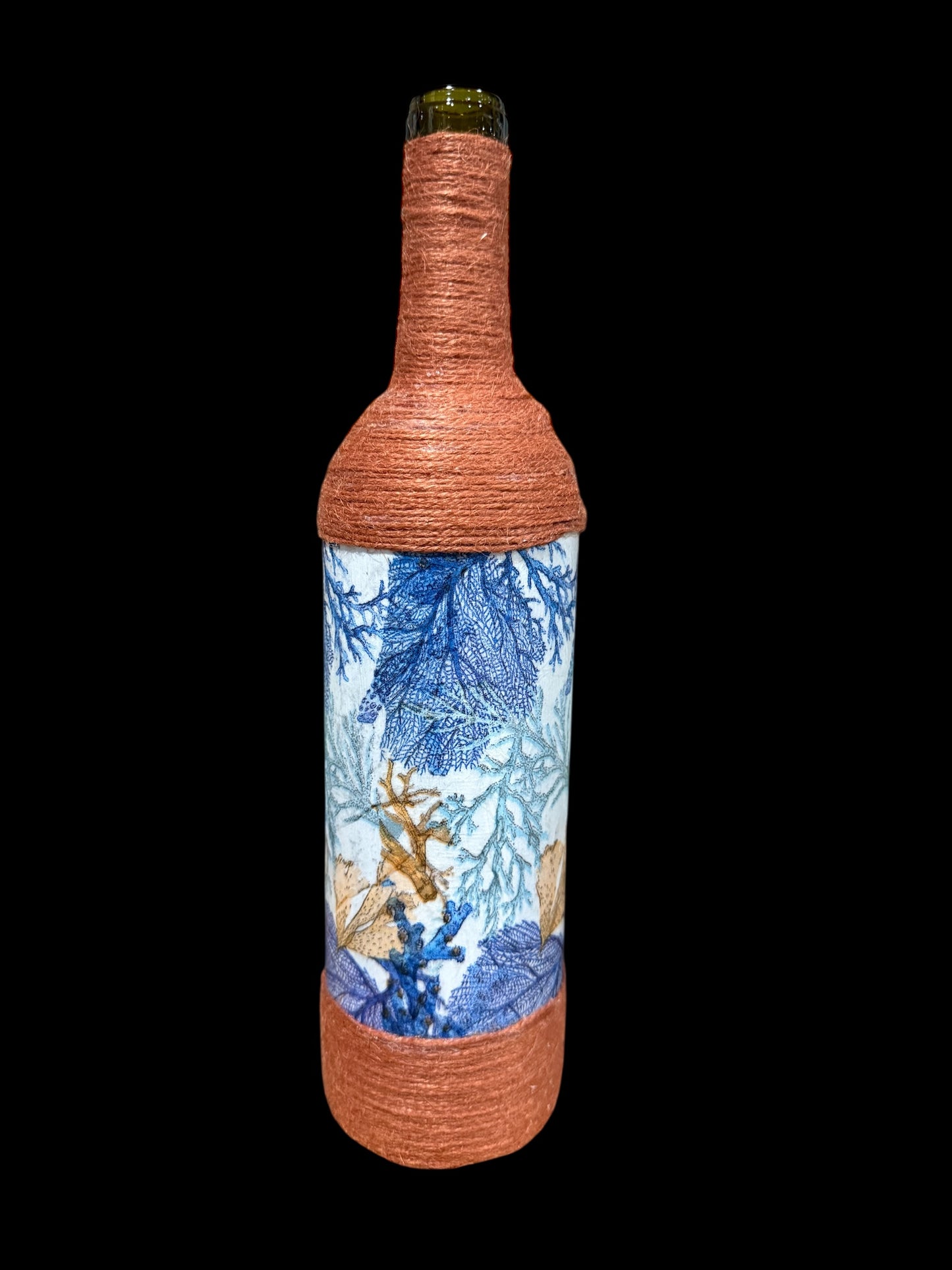 Coastal Coral Upcycled Wine Bottle Incense Burner | Handmade Boho Home Fragrance Decor
