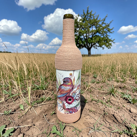Wildflower Songbird Upcycled Wine Bottle Incense Burner