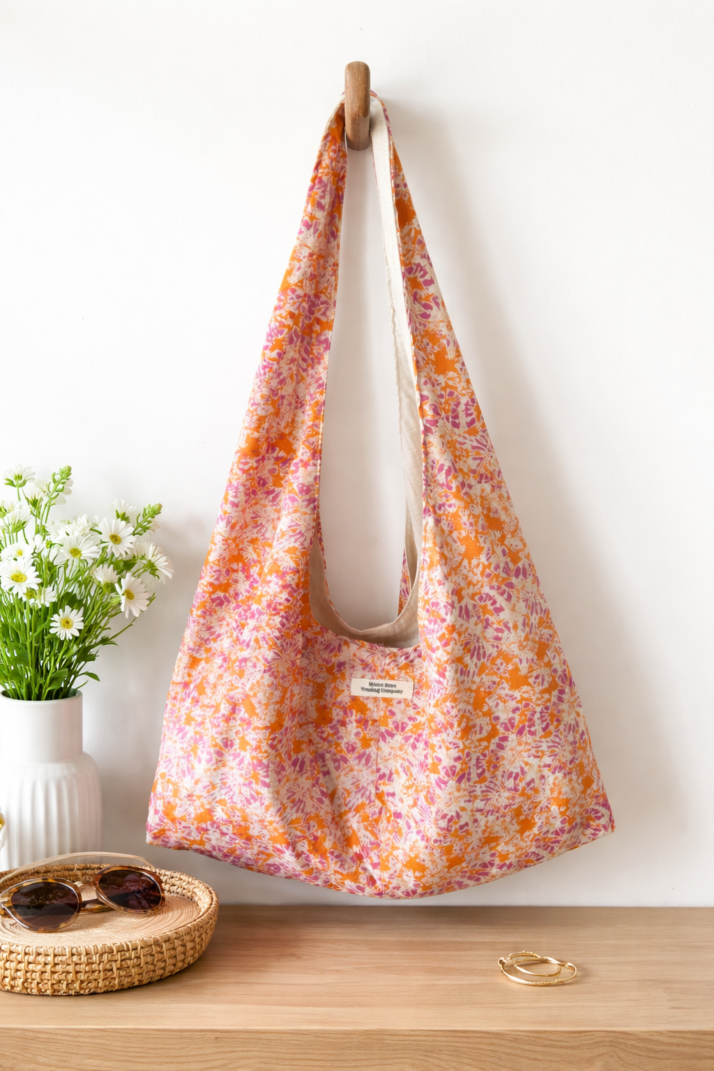 Sunset Bloom Handmade Slouchy Hobo Bag – Boho Floral Tote