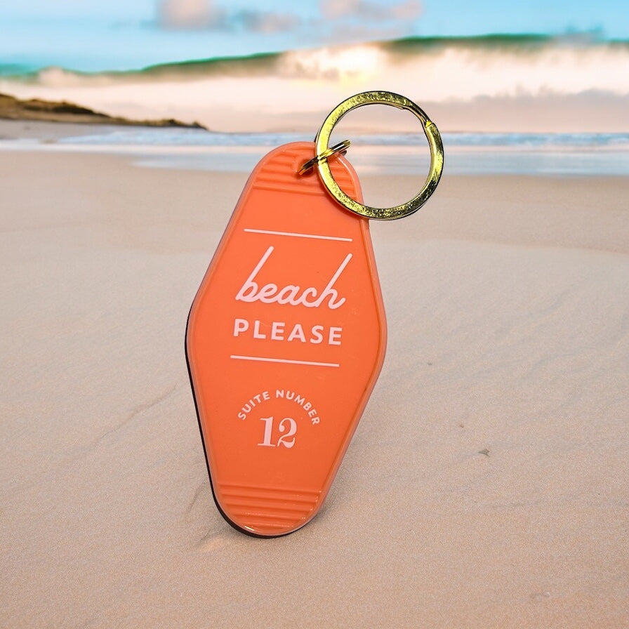 Beach Please Vintage Inspired Motel Keychain