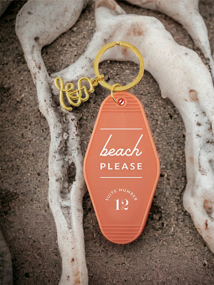 Beach Please Vintage Inspired Motel Keychain