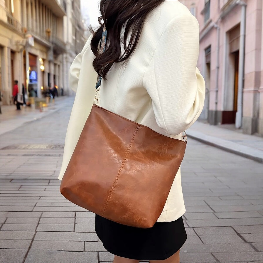 Wide Geometric Strap Hobo Bag, Crossbody Bag, Retro Fashion Shoulder Bag