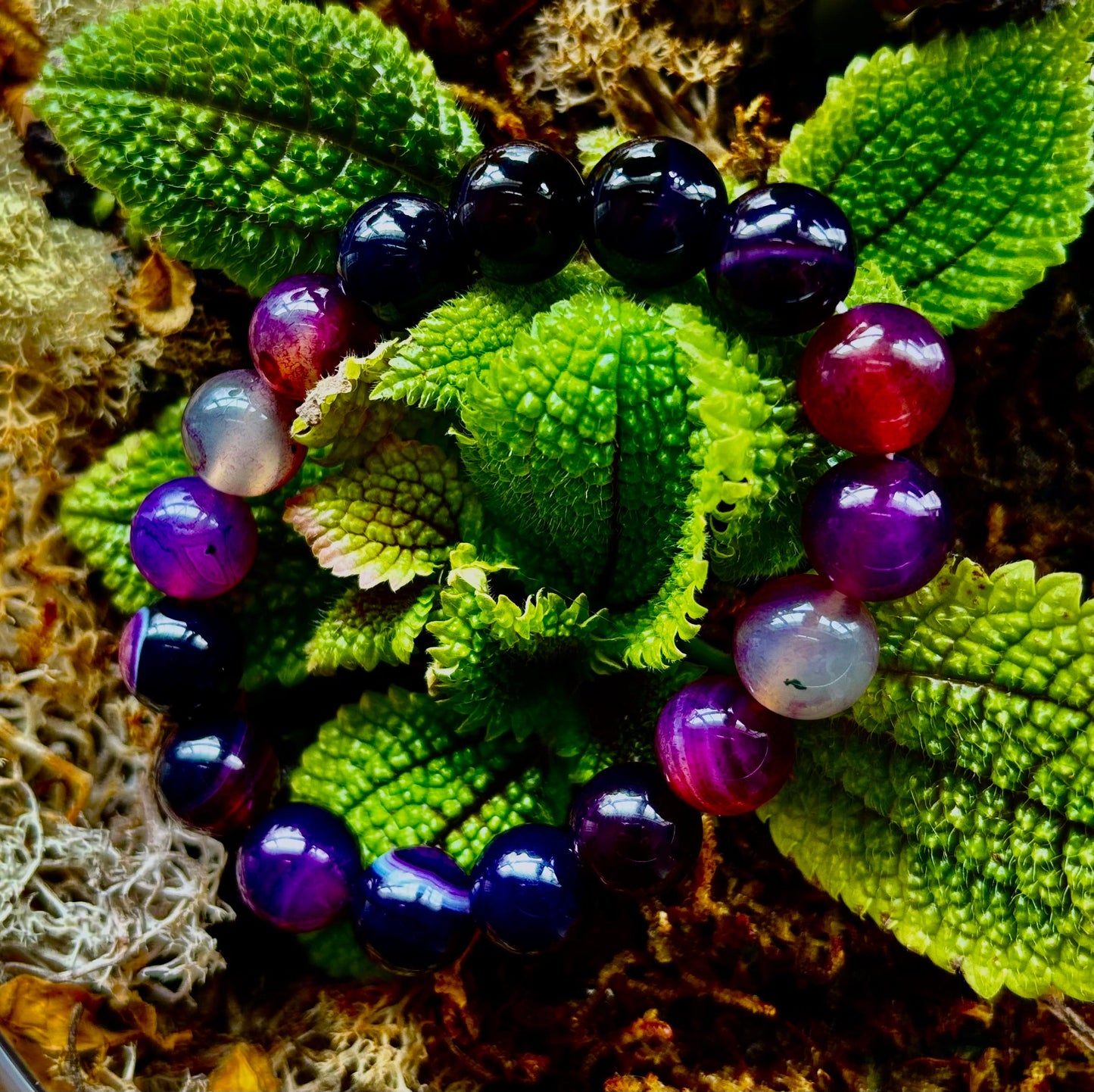 Royal Aura Purple Agate Bracelet – 12mm Reiki-Infused Statement Bracelet (Medium–Large Fit)