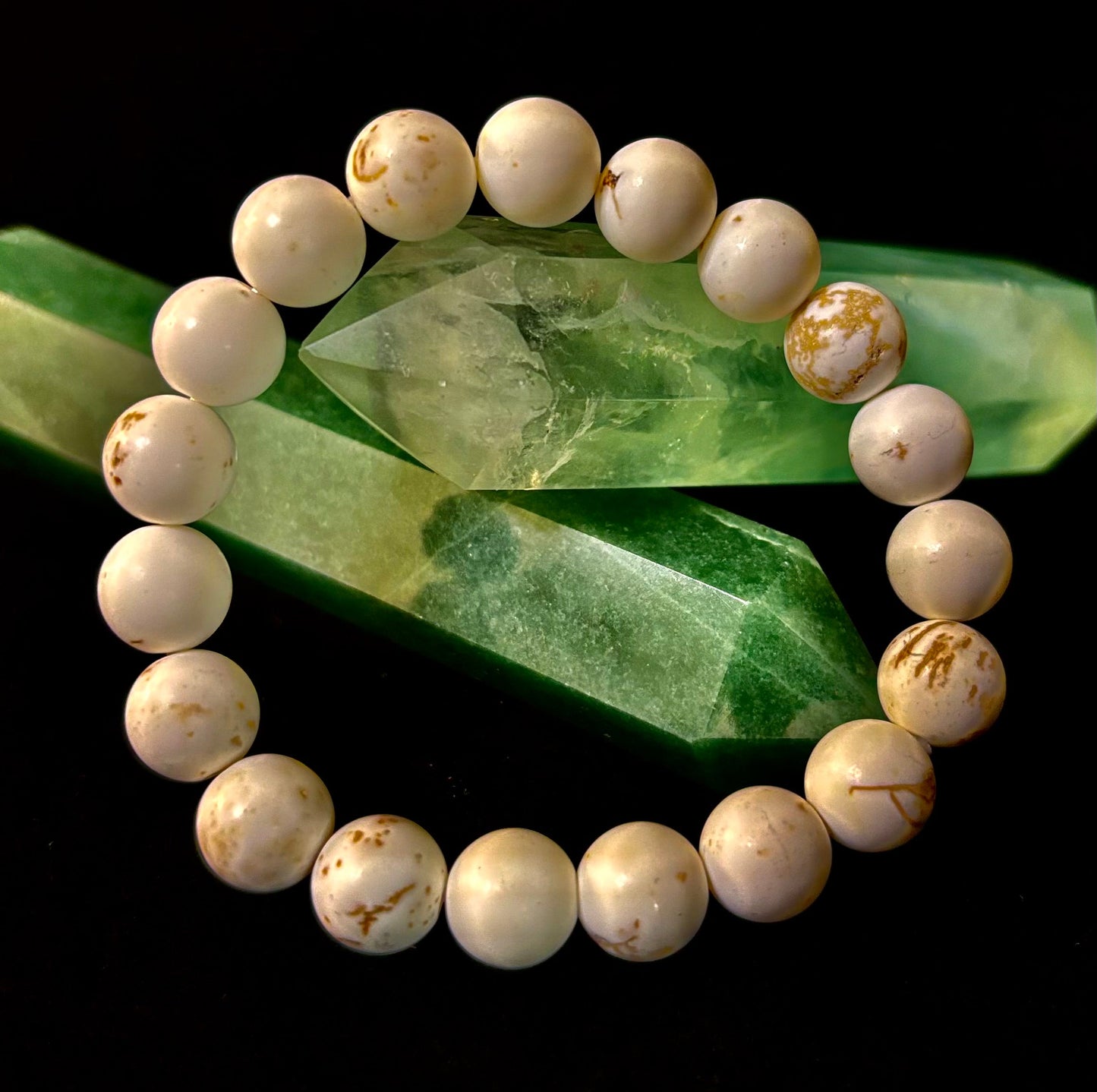 Pure Calm White Turquoise Bracelet – 10mm Matte Reiki-Infused Power Bracelet (Medium Fit)