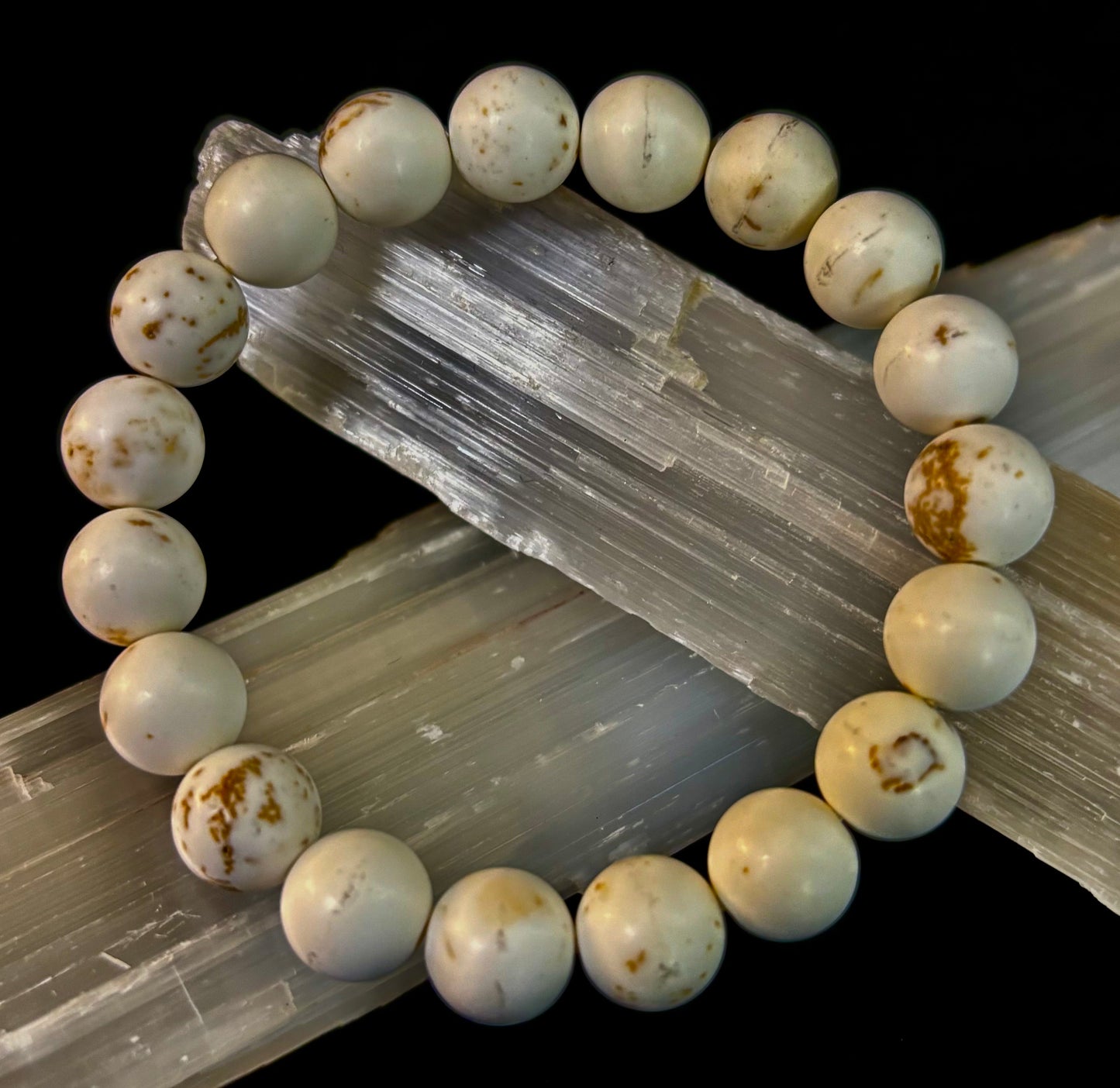 Pure Calm White Turquoise Bracelet – 10mm Matte Reiki-Infused Power Bracelet (Medium Fit)