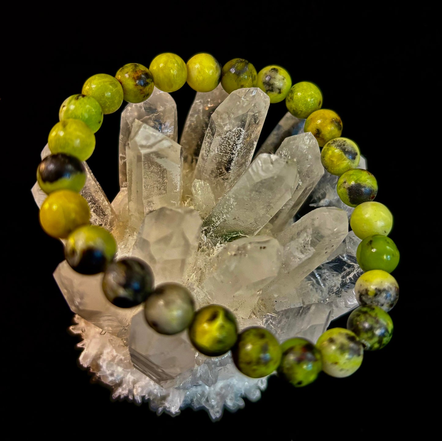 Vital Earth Serpentine Bracelet – 8mm Reiki-Infused Healing & Transformation Gemstone (7.5” Fit)