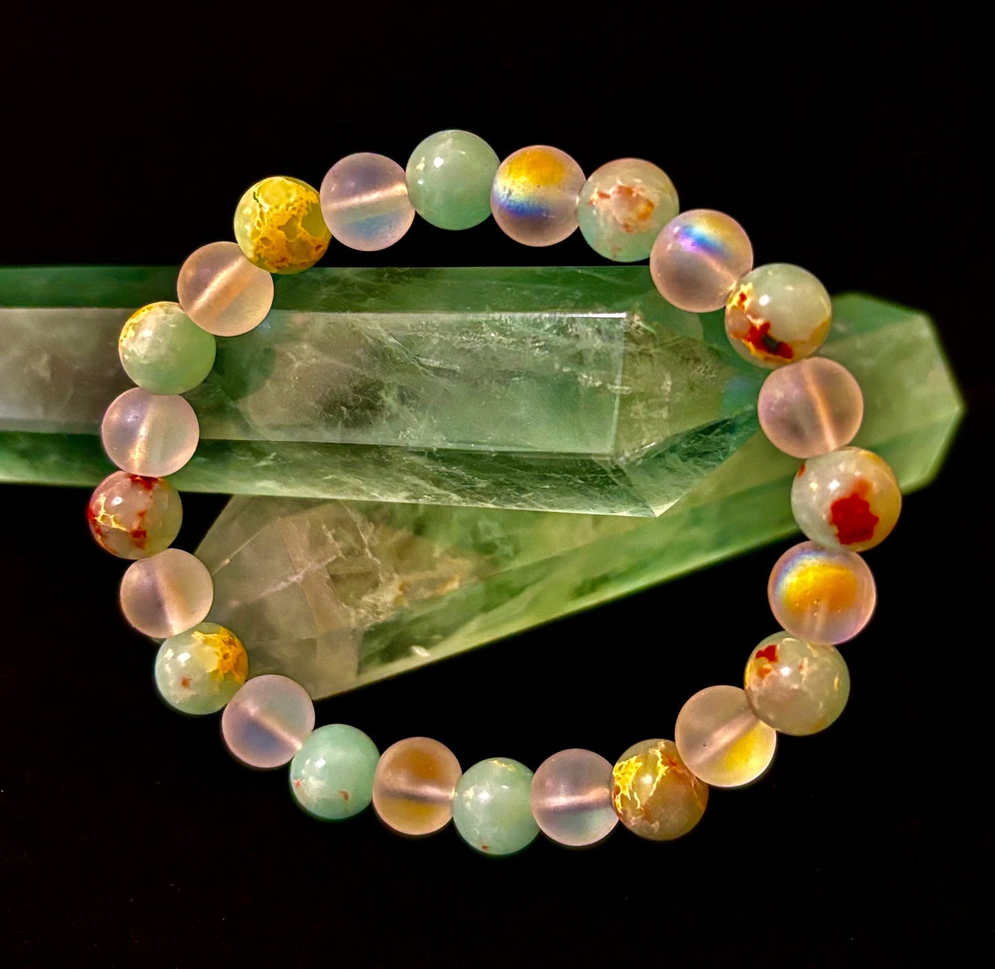 🌊 Ocean Breeze Resin Bead Bracelet – Sea Glass Vibes