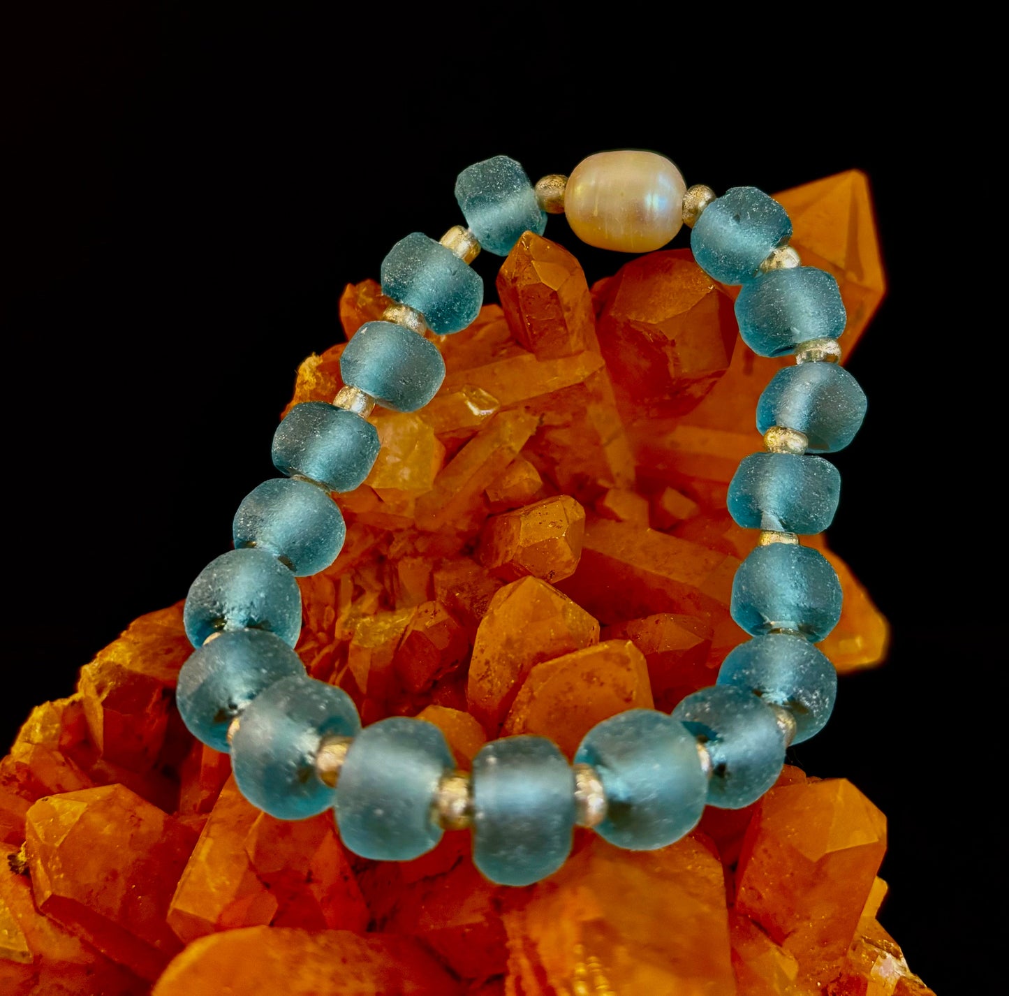 Ocean Aura Sea Glass & Pearl Bracelet 🌊✨