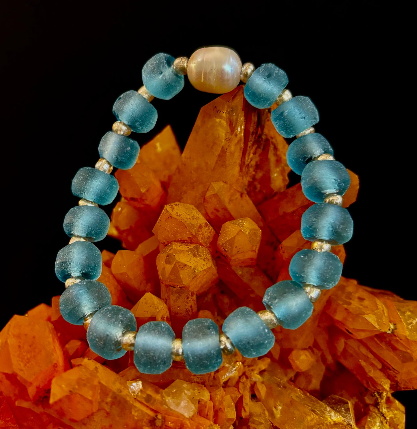 Ocean Aura Sea Glass & Pearl Bracelet 🌊✨