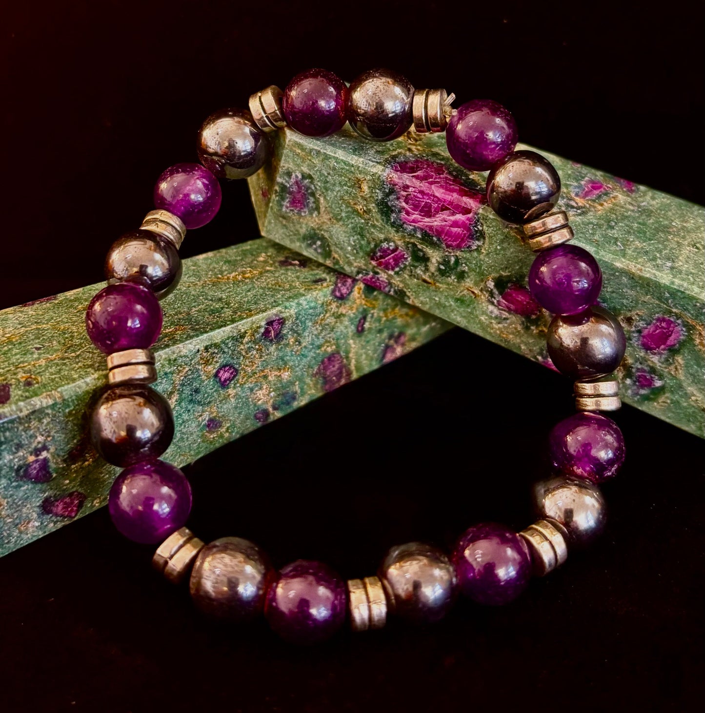 Purple Agate & Hematite Protection Bracelet – Corazon Collection 💜✨