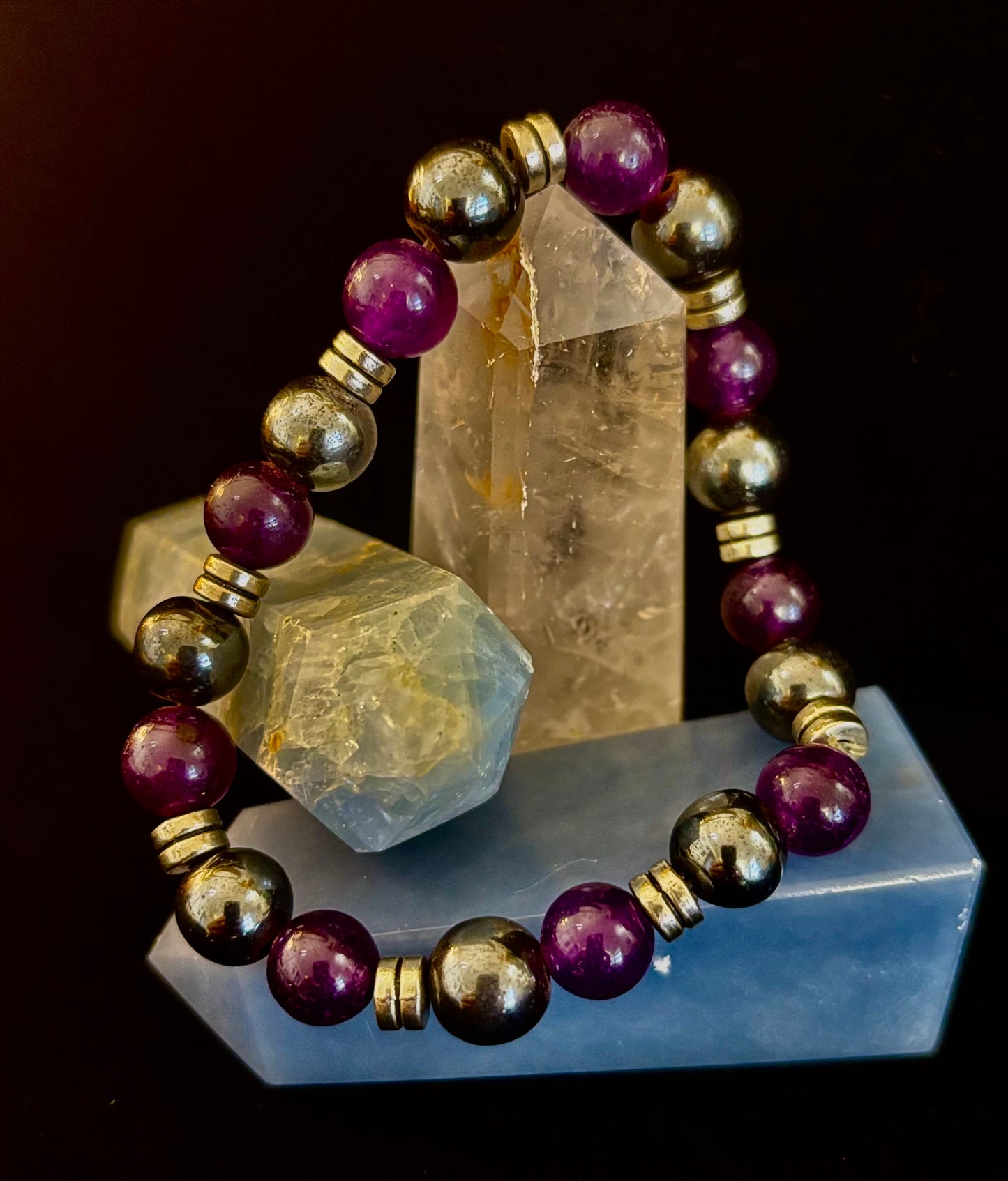 Purple Agate & Hematite Protection Bracelet – Corazon Collection 💜✨