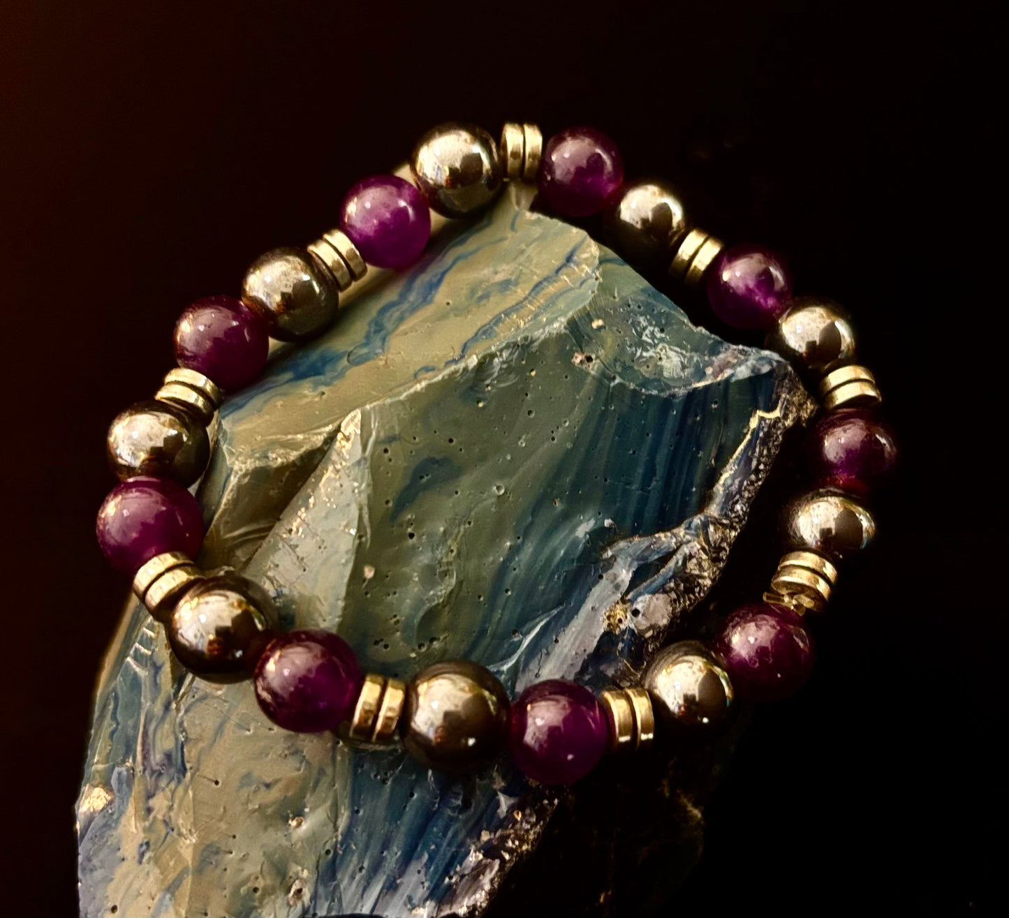 Purple Agate & Hematite Protection Bracelet – Corazon Collection 💜✨