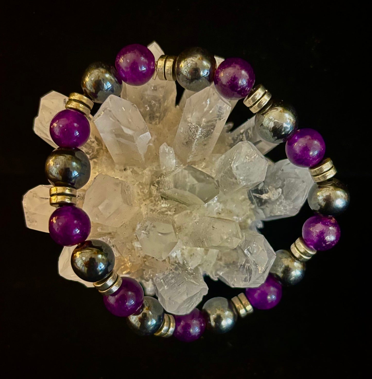 Purple Agate & Hematite Protection Bracelet – Corazon Collection 💜✨