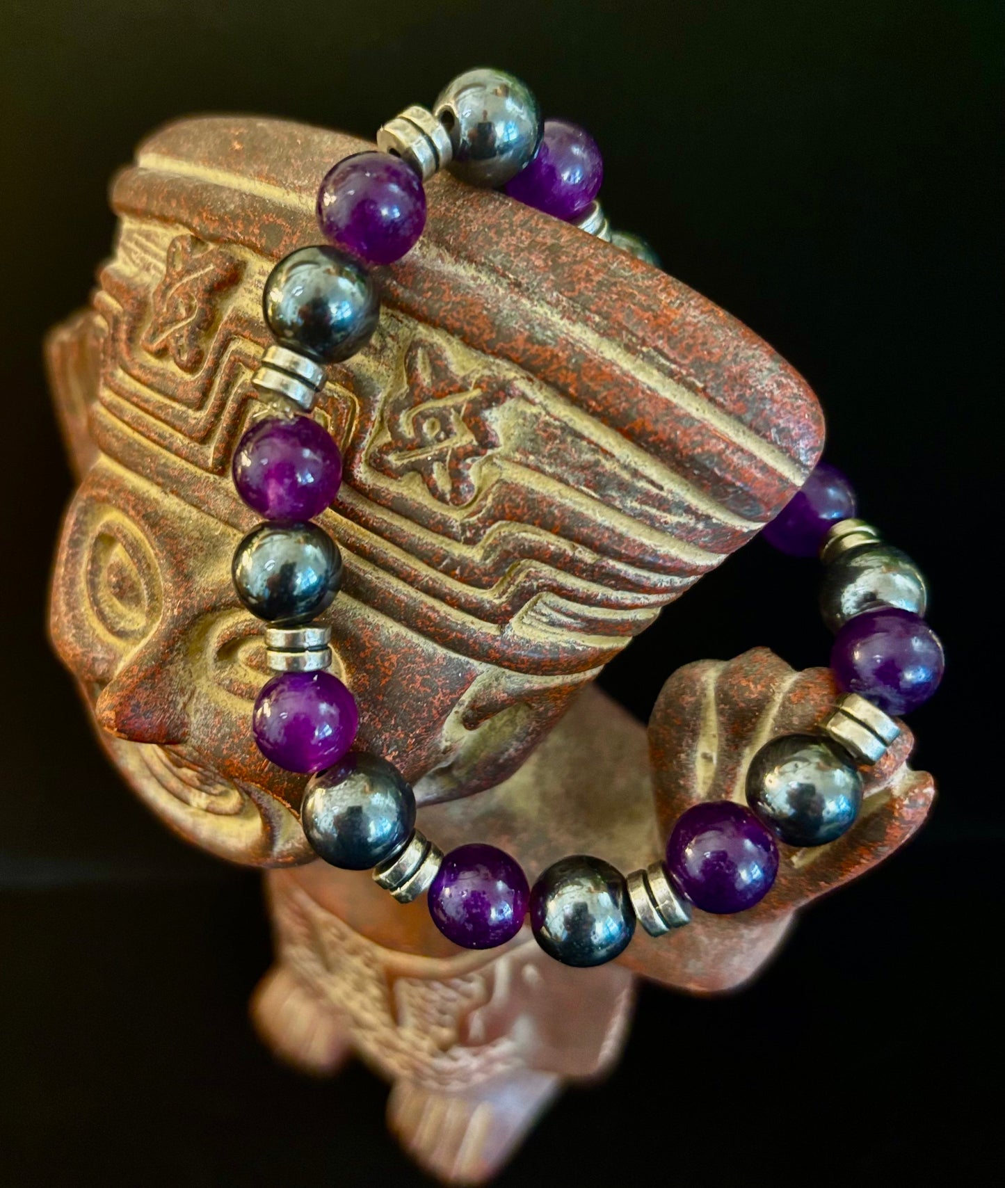 Purple Agate & Hematite Protection Bracelet – Corazon Collection 💜✨